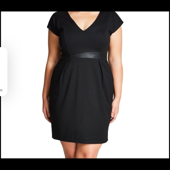 City Chic Spliced MOD Dress in Black - Picture 2 of 4